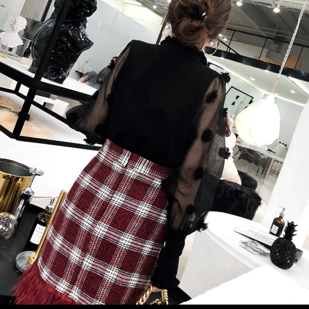 Sheer Textured Sleeve Knit Sweater Top - Picture 8 of 8